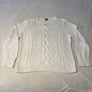 Talbots Ivory Cable Knit Women's XL Crew Neck, NWT